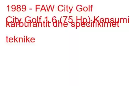 1989 - FAW City Golf
City Golf 1.6 (75 Hp) Konsumi i karburantit dhe specifikimet teknike