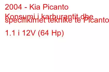 2004 - Kia Picanto
Konsumi i karburantit dhe specifikimet teknike të Picanto 1.1 i 12V (64 Hp)