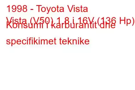 1998 - Toyota Vista
Vista (V50) 1.8 i 16V (136 Hp) Konsumi i karburantit dhe specifikimet teknike