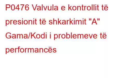 P0476 Valvula e kontrollit të presionit të shkarkimit 