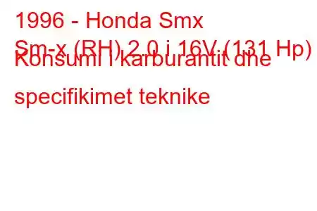 1996 - Honda Smx
Sm-x (RH) 2.0 i 16V (131 Hp) Konsumi i karburantit dhe specifikimet teknike