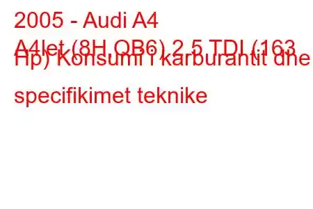 2005 - Audi A4
A4let (8H,QB6) 2.5 TDI (163 Hp) Konsumi i karburantit dhe specifikimet teknike