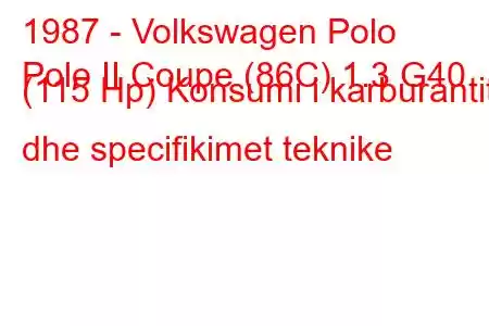 1987 - Volkswagen Polo
Polo II Coupe (86C) 1.3 G40 (115 Hp) Konsumi i karburantit dhe specifikimet teknike