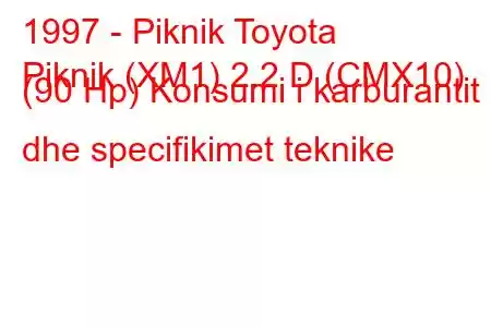 1997 - Piknik Toyota
Piknik (XM1) 2.2 D (CMX10) (90 Hp) Konsumi i karburantit dhe specifikimet teknike