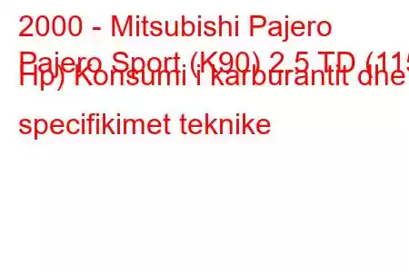 2000 - Mitsubishi Pajero
Pajero Sport (K90) 2.5 TD (115 Hp) Konsumi i karburantit dhe specifikimet teknike