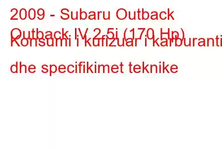 2009 - Subaru Outback
Outback IV 2.5i (170 Hp) Konsumi i kufizuar i karburantit dhe specifikimet teknike