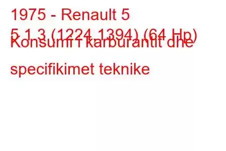 1975 - Renault 5
5 1.3 (1224,1394) (64 Hp) Konsumi i karburantit dhe specifikimet teknike