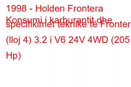 1998 - Holden Frontera
Konsumi i karburantit dhe specifikimet teknike të Frontera (lloj 4) 3.2 i V6 24V 4WD (205 Hp)