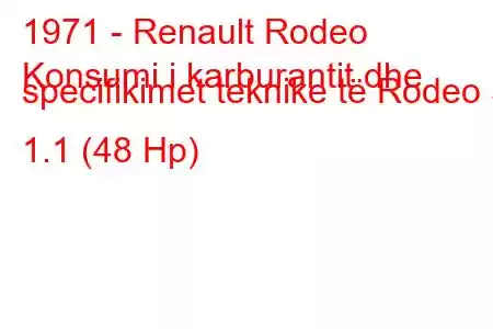 1971 - Renault Rodeo
Konsumi i karburantit dhe specifikimet teknike të Rodeo 5 1.1 (48 Hp)