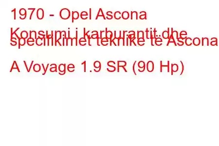 1970 - Opel Ascona
Konsumi i karburantit dhe specifikimet teknike të Ascona A Voyage 1.9 SR (90 Hp)