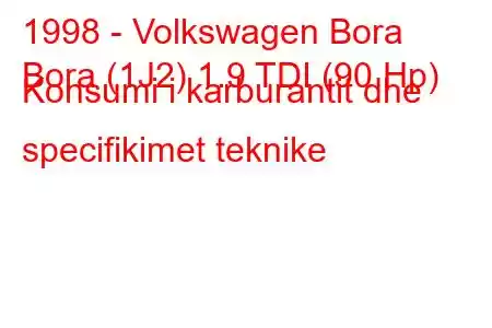 1998 - Volkswagen Bora
Bora (1J2) 1.9 TDI (90 Hp) Konsumi i karburantit dhe specifikimet teknike