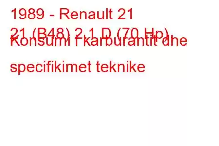 1989 - Renault 21
21 (B48) 2.1 D (70 Hp) Konsumi i karburantit dhe specifikimet teknike