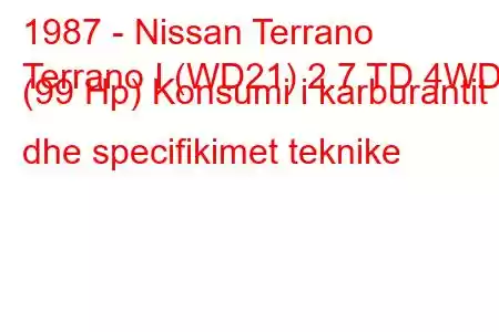 1987 - Nissan Terrano
Terrano I (WD21) 2.7 TD 4WD (99 Hp) Konsumi i karburantit dhe specifikimet teknike