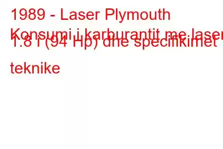 1989 - Laser Plymouth
Konsumi i karburantit me laser 1.8 i (94 Hp) dhe specifikimet teknike