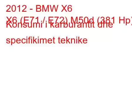 2012 - BMW X6
X6 (E71 / E72) M50d (381 Hp) Konsumi i karburantit dhe specifikimet teknike