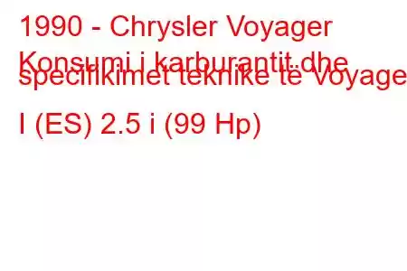 1990 - Chrysler Voyager
Konsumi i karburantit dhe specifikimet teknike të Voyager I (ES) 2.5 i (99 Hp)