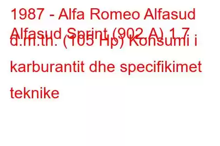 1987 - Alfa Romeo Alfasud
Alfasud Sprint (902.A) 1.7 d.m.th. (105 Hp) Konsumi i karburantit dhe specifikimet teknike