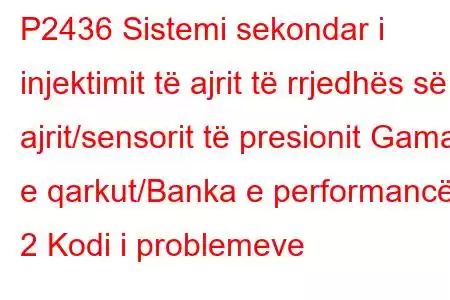 P2436 Sistemi sekondar i injektimit të ajrit të rrjedhës së ajrit/sensorit të presionit Gama e qarkut/Banka e performancës 2 Kodi i problemeve