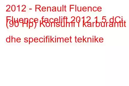 2012 - Renault Fluence
Fluence facelift 2012 1.5 dCi (90 Hp) Konsumi i karburantit dhe specifikimet teknike