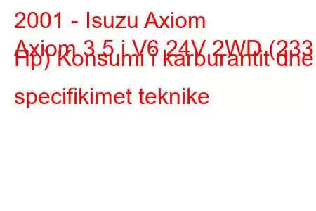 2001 - Isuzu Axiom
Axiom 3.5 i V6 24V 2WD (233 Hp) Konsumi i karburantit dhe specifikimet teknike