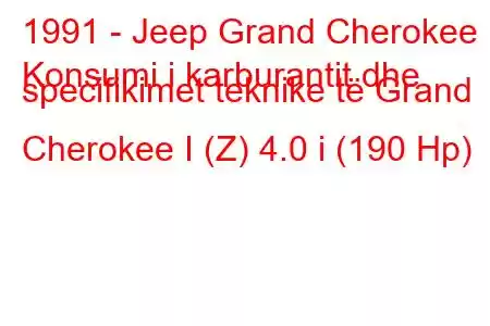 1991 - Jeep Grand Cherokee
Konsumi i karburantit dhe specifikimet teknike të Grand Cherokee I (Z) 4.0 i (190 Hp)