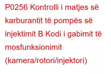 P0256 Kontrolli i matjes së karburantit të pompës së injektimit B Kodi i gabimit të mosfunksionimit (kamera/rotori/injektori)