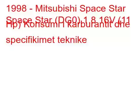 1998 - Mitsubishi Space Star
Space Star (DG0) 1.8 16V (112 Hp) Konsumi i karburantit dhe specifikimet teknike