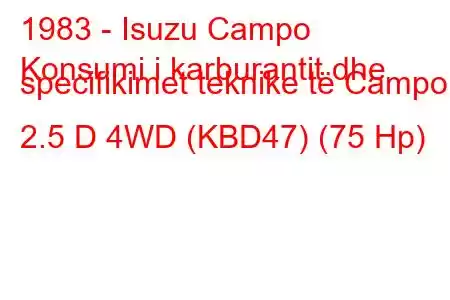 1983 - Isuzu Campo
Konsumi i karburantit dhe specifikimet teknike të Campo 2.5 D 4WD (KBD47) (75 Hp)