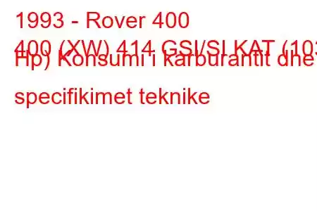 1993 - Rover 400
400 (XW) 414 GSI/SI KAT (103 Hp) Konsumi i karburantit dhe specifikimet teknike