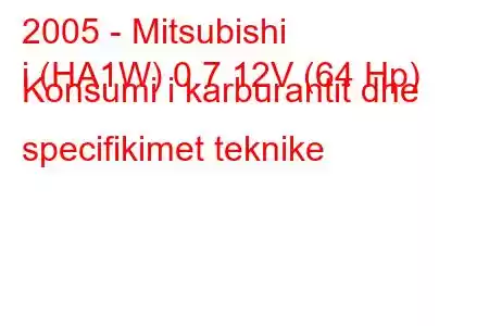 2005 - Mitsubishi
i (HA1W) 0.7 12V (64 Hp) Konsumi i karburantit dhe specifikimet teknike