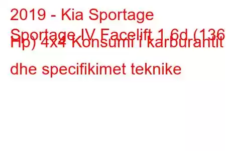 2019 - Kia Sportage
Sportage IV Facelift 1.6d (136 Hp) 4x4 Konsumi i karburantit dhe specifikimet teknike