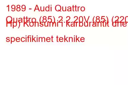 1989 - Audi Quattro
Quattro (85) 2.2 20V (85) (220 Hp) Konsumi i karburantit dhe specifikimet teknike