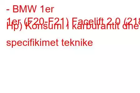 - BMW 1er
1er (F20-F21) Facelift 2.0 (218 Hp) Konsumi i karburantit dhe specifikimet teknike