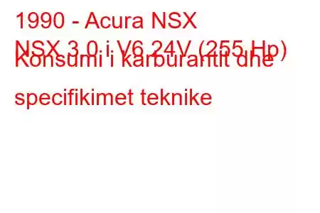 1990 - Acura NSX
NSX 3.0 i V6 24V (255 Hp) Konsumi i karburantit dhe specifikimet teknike