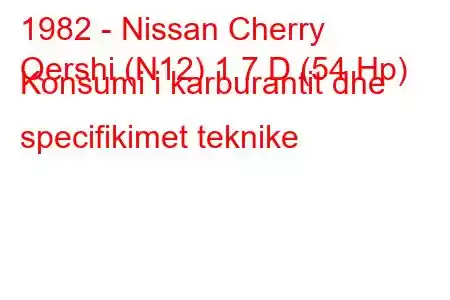 1982 - Nissan Cherry
Qershi (N12) 1.7 D (54 Hp) Konsumi i karburantit dhe specifikimet teknike