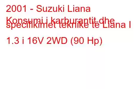 2001 - Suzuki Liana
Konsumi i karburantit dhe specifikimet teknike të Liana I 1.3 i 16V 2WD (90 Hp)