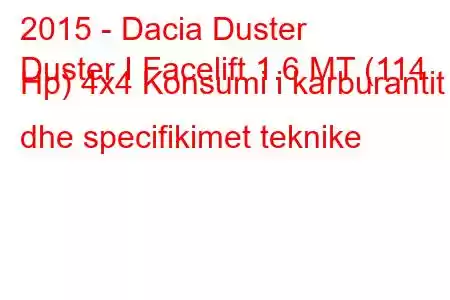 2015 - Dacia Duster
Duster I Facelift 1.6 MT (114 Hp) 4x4 Konsumi i karburantit dhe specifikimet teknike