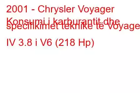 2001 - Chrysler Voyager
Konsumi i karburantit dhe specifikimet teknike të Voyager IV 3.8 i V6 (218 Hp)