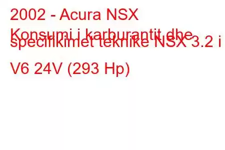 2002 - Acura NSX
Konsumi i karburantit dhe specifikimet teknike NSX 3.2 i V6 24V (293 Hp)