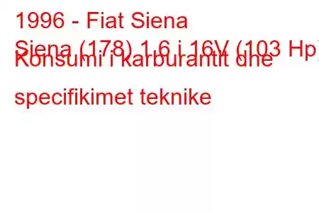 1996 - Fiat Siena
Siena (178) 1.6 i 16V (103 Hp) Konsumi i karburantit dhe specifikimet teknike