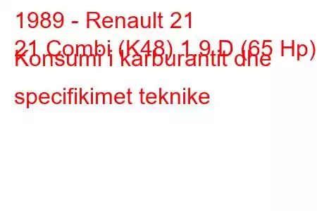 1989 - Renault 21
21 Combi (K48) 1.9 D (65 Hp) Konsumi i karburantit dhe specifikimet teknike