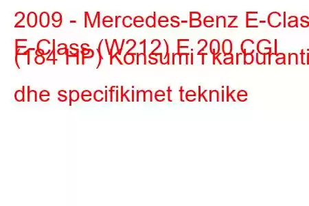 2009 - Mercedes-Benz E-Class
E-Class (W212) E 200 CGI (184 HP) Konsumi i karburantit dhe specifikimet teknike