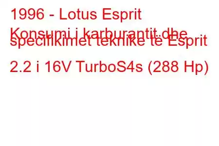 1996 - Lotus Esprit
Konsumi i karburantit dhe specifikimet teknike të Esprit 2.2 i 16V TurboS4s (288 Hp)