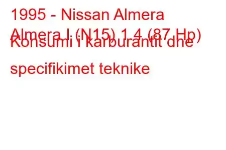 1995 - Nissan Almera
Almera I (N15) 1.4 (87 Hp) Konsumi i karburantit dhe specifikimet teknike