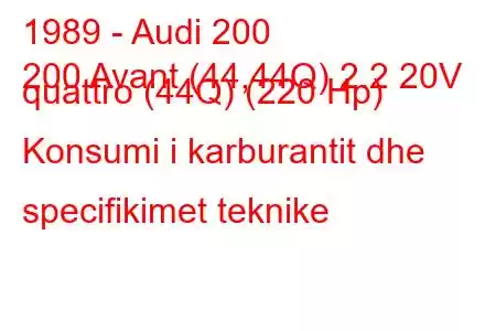 1989 - Audi 200
200 Avant (44,44Q) 2.2 20V quattro (44Q) (220 Hp) Konsumi i karburantit dhe specifikimet teknike