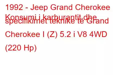 1992 - Jeep Grand Cherokee
Konsumi i karburantit dhe specifikimet teknike të Grand Cherokee I (Z) 5.2 i V8 4WD (220 Hp)