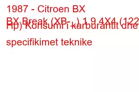 1987 - Citroen BX
BX Break (XB-_) 1.9 4X4 (122 Hp) Konsumi i karburantit dhe specifikimet teknike