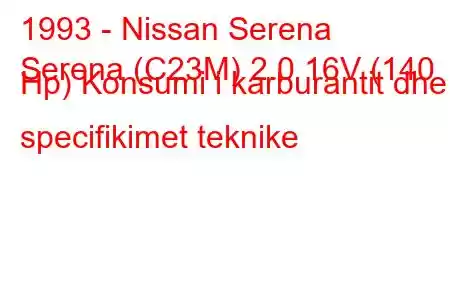 1993 - Nissan Serena
Serena (C23M) 2.0 16V (140 Hp) Konsumi i karburantit dhe specifikimet teknike