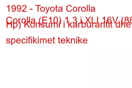 1992 - Toyota Corolla
Corolla (E10) 1.3 i XLI 16V (88 Hp) Konsumi i karburantit dhe specifikimet teknike