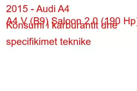 2015 - Audi A4
A4 V (B9) Saloon 2.0 (190 Hp) Konsumi i karburantit dhe specifikimet teknike